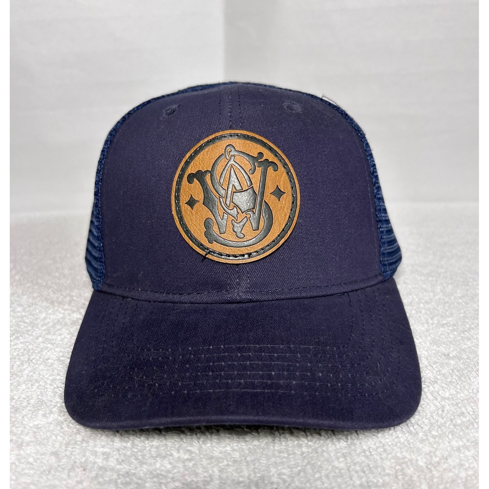 Smith & Wesson Navy Blue Mesh Trucker Hat Adjustable Snapback Logo Patch Cap